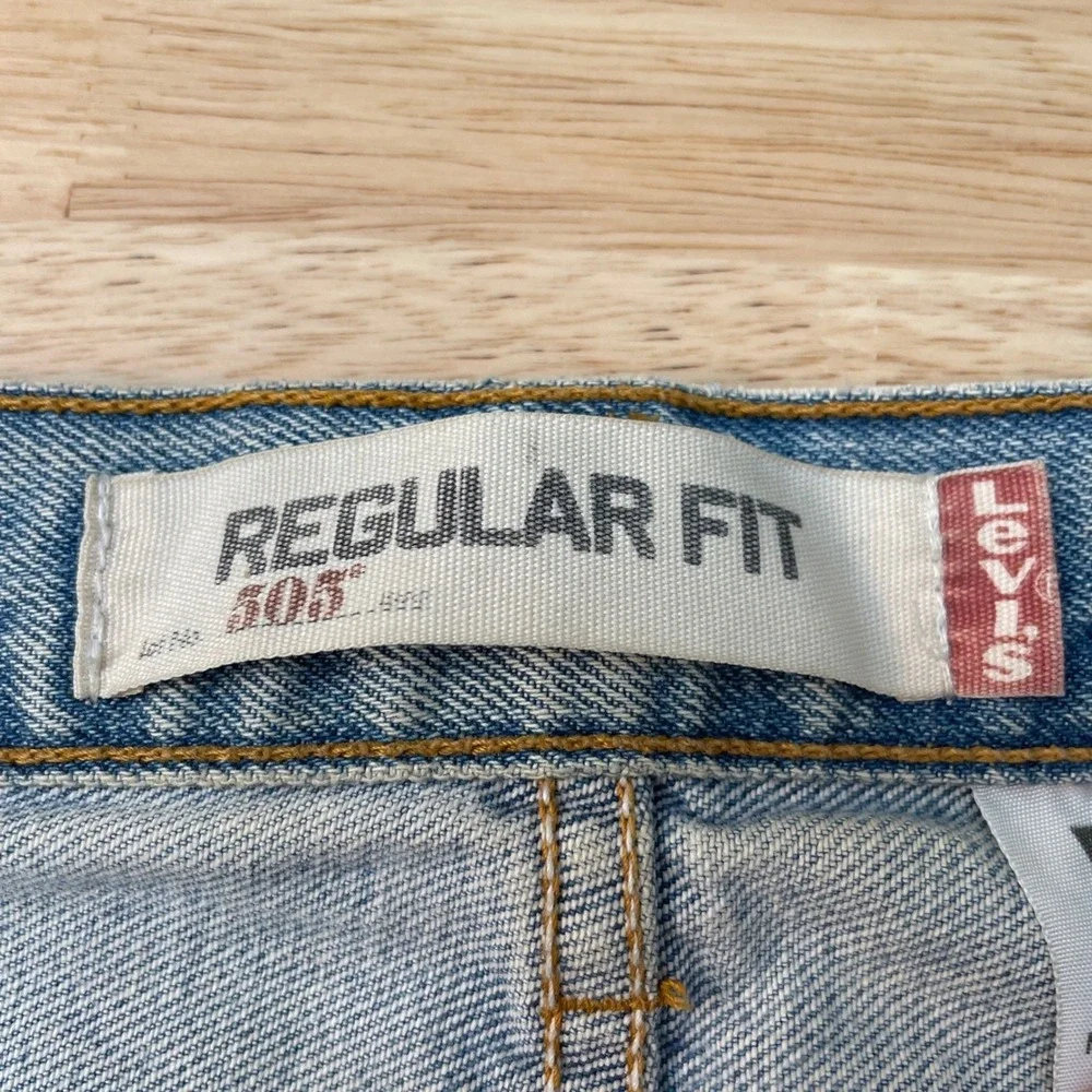 Levis 505 Regular Fit Light‎ Wash Straight Leg Denim Jeans Mens 38x32 Blue